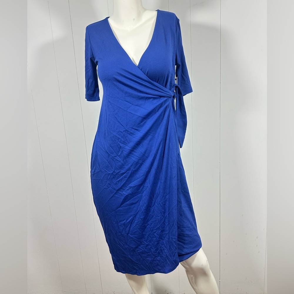 NWT Maternity Sonoma XS Women’s Short Sleeve V Neck Surplice Dress Wrap Blue